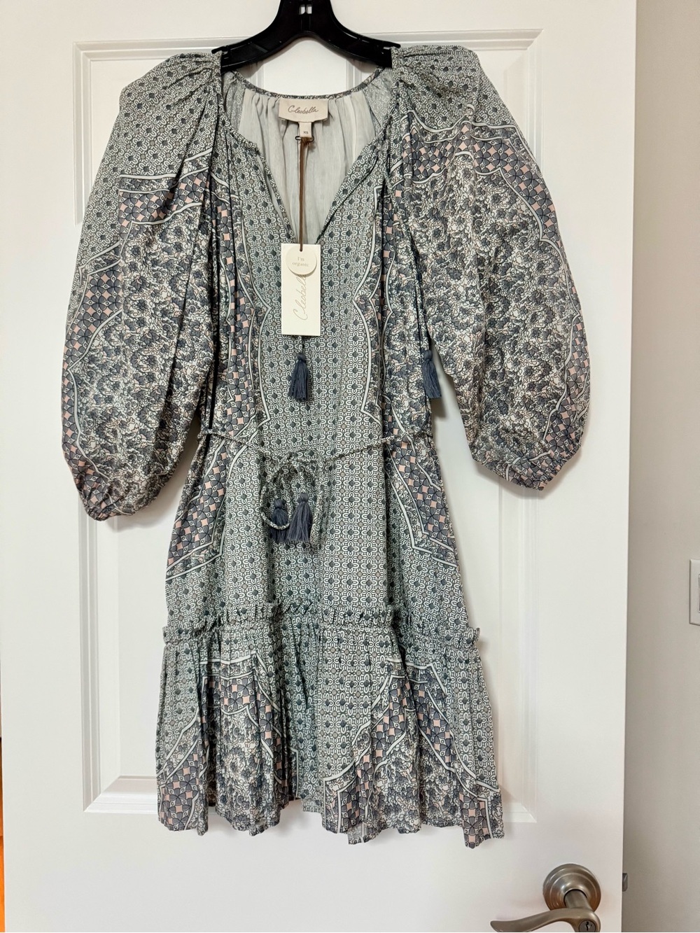 Cleobella Tassel Mini Dress in neutral Paloma print new with Tags!